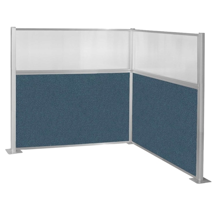Versare Pre-Configured Hush Panel Cubicle (L Shape) 6' x 6' W/ Window Caribbean Fabric 1859336